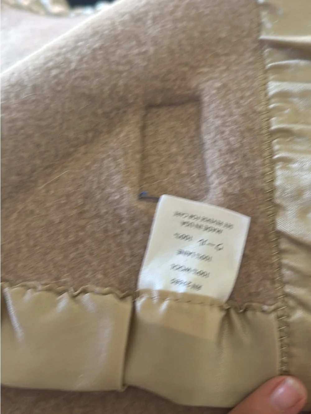 Pendleton Cream Wool-Blend Throw with Satin Ruffle Trim